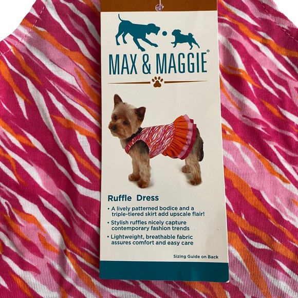 NEW Max & Maggie Ruffle Dog Dress Pink Orange Size S - Picture 4 of 8